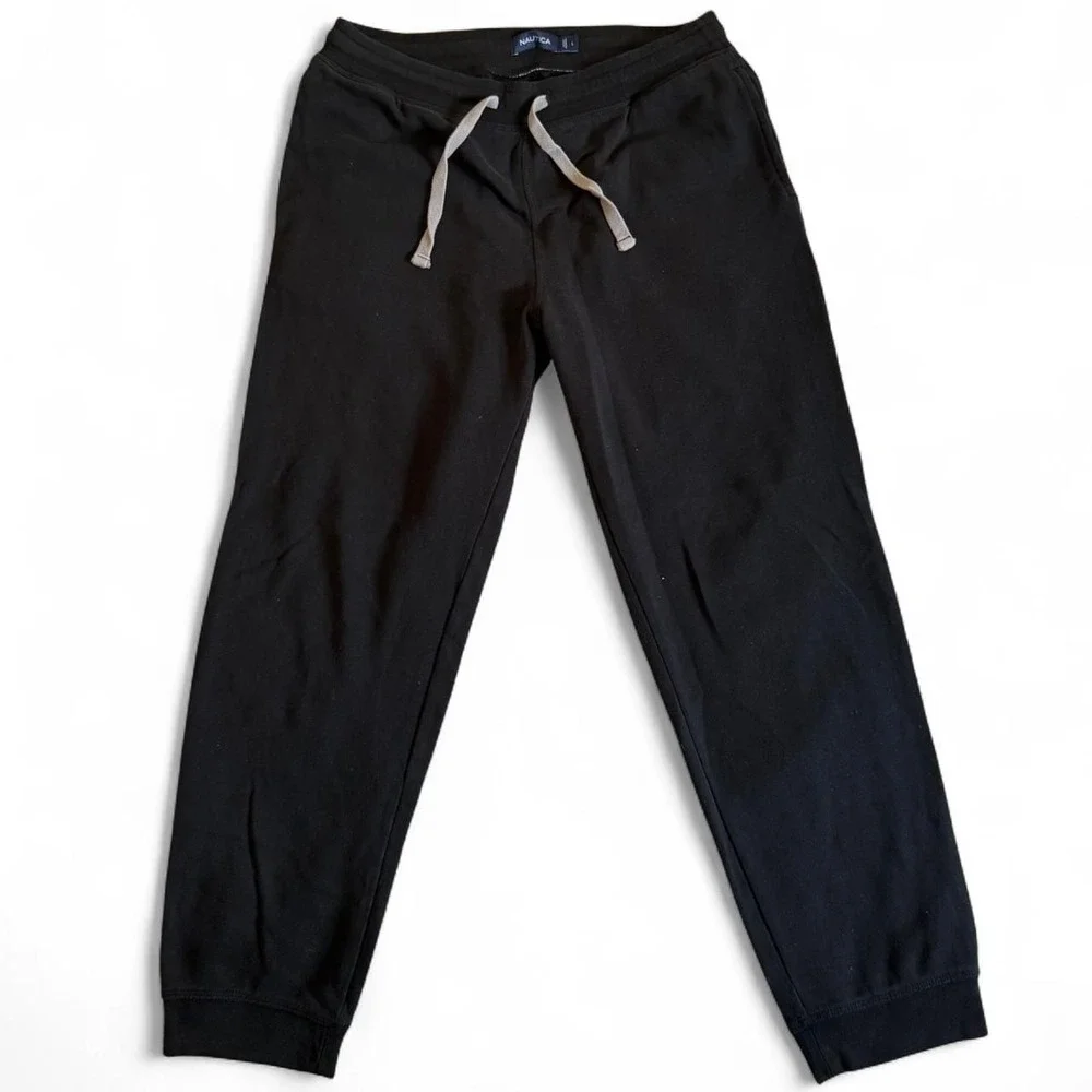 Nautica Men's Black Jogger Sweatpants, Size Large - Y2K Loungewear